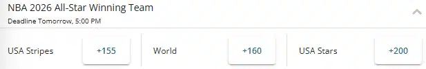 Odds to win the 2026 NBA All-Star game tournament from BetOnline.