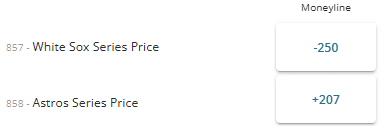 White Sox vs Astros Wild Card Series price at BetOnline.